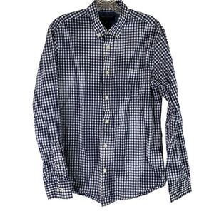 Banana Republic Blue White Plaid Long Sleeve Soft Wash Slim Fit Button Down M